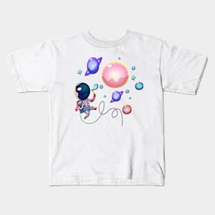 Astronaut Bubbling Planets, Funny Space lovers Gift Kids T-Shirt